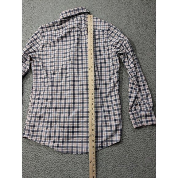 Mizzen and Main Shirt Mens Large Trim Monaco Dress Blue Red Plaid Performance - Picture 9 of 11